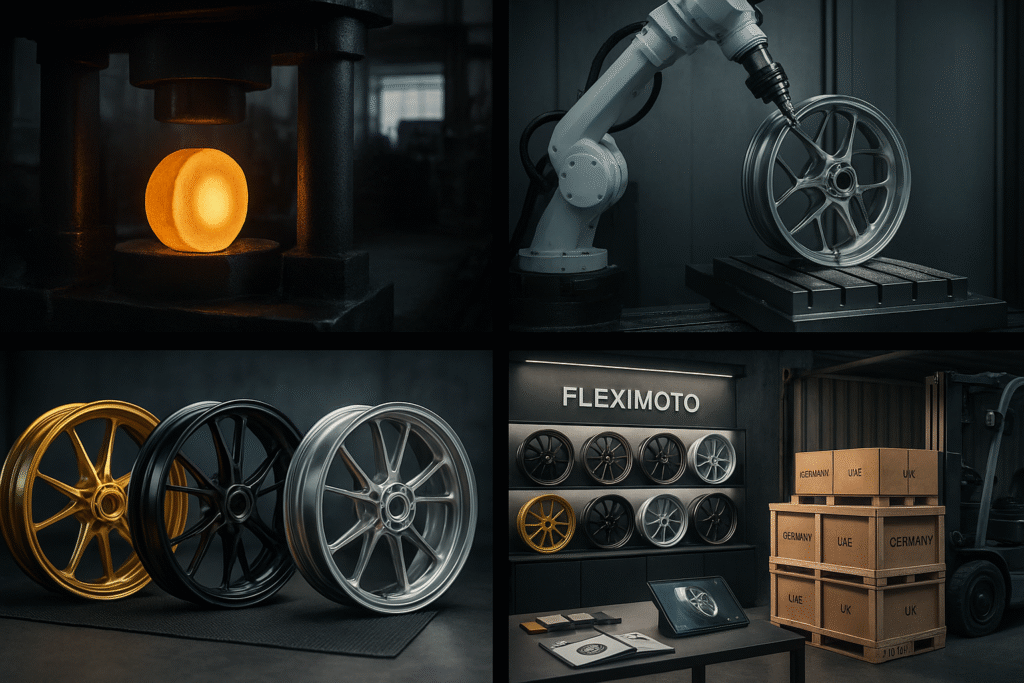 From forging to global shipping – FLEXIMOTO’s process for BMW forged wheels in four key steps.