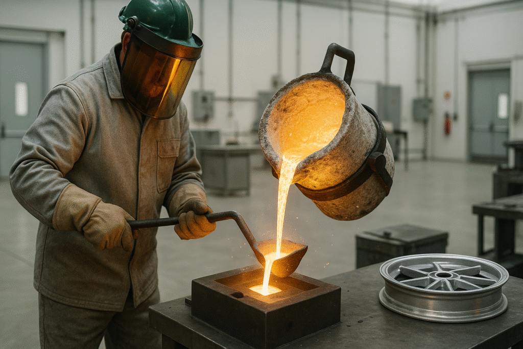 High-precision casting process for custom Yamaha scooter wheels at FLEXIMOTO.