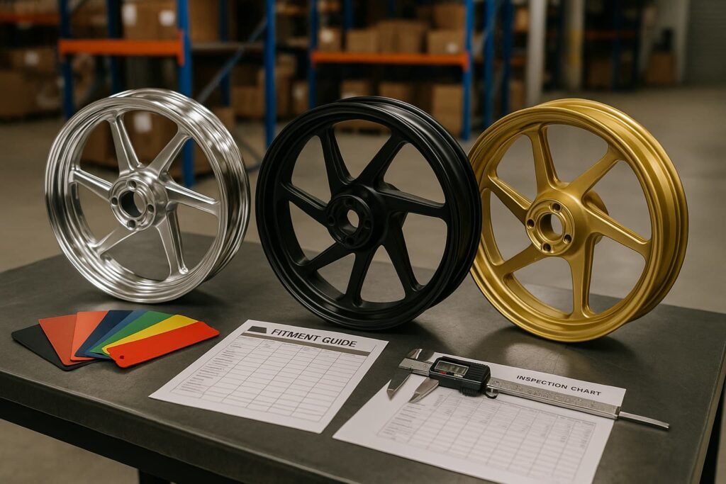 Custom forged motorcycle wheels with finish and fitment options