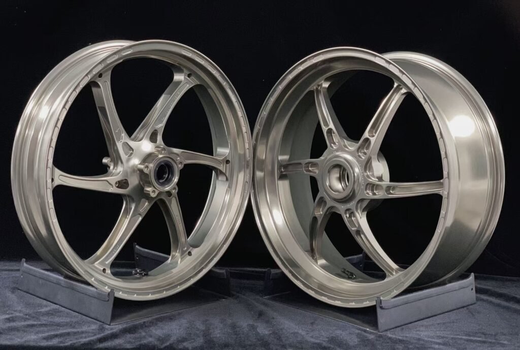 Machined silver custom forged motorcycle wheel set for KTM motorcycles