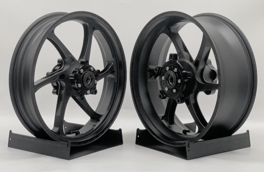Matte black custom forged motorcycle wheel set for Suzuki motorcycles