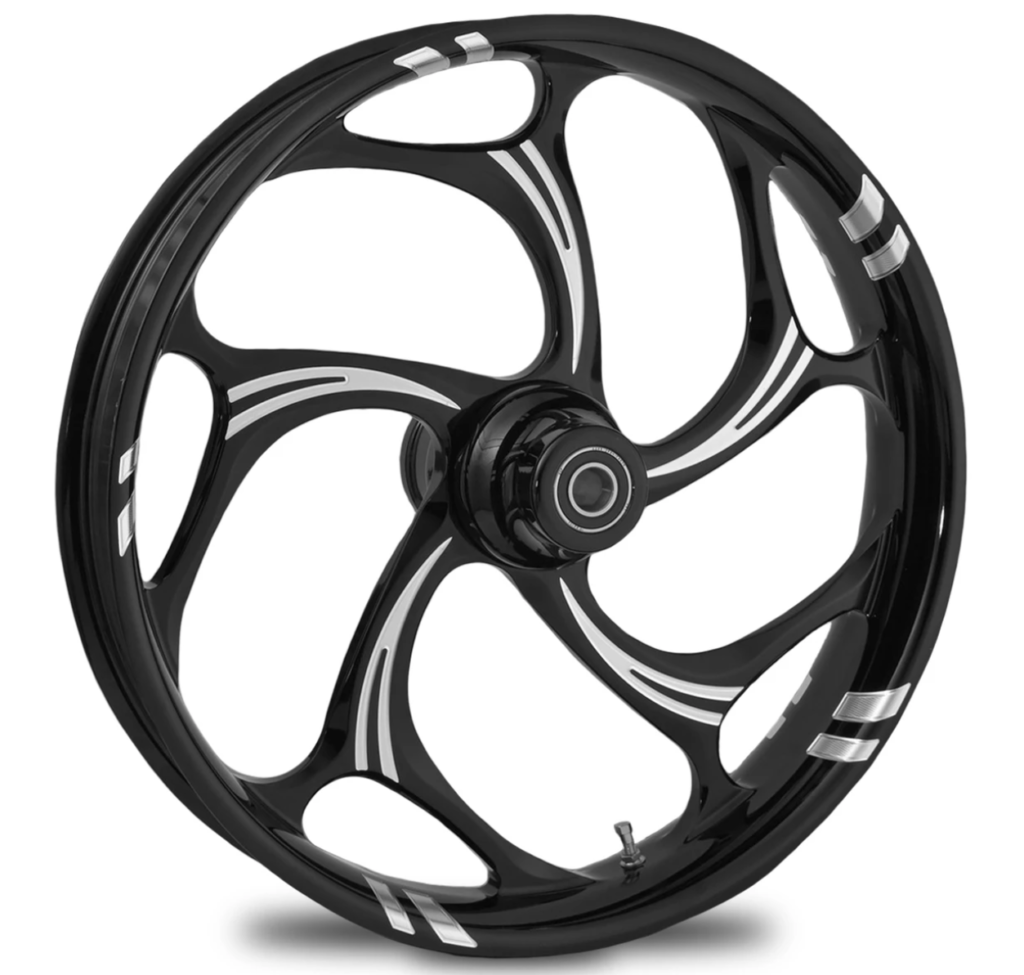 Billet wide-spoke muscle wheel style for Harley Road Glide custom builds
