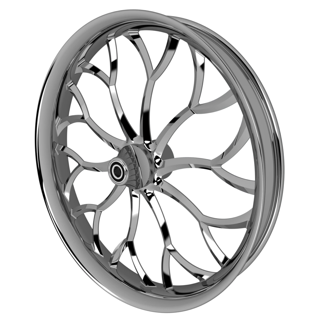 Chrome luxury touring wheel for premium Harley Street Glide build