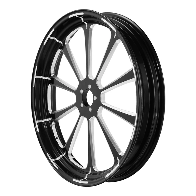 Custom Chrome Black Dalia forged billet front wheel for Harley Touring Glide