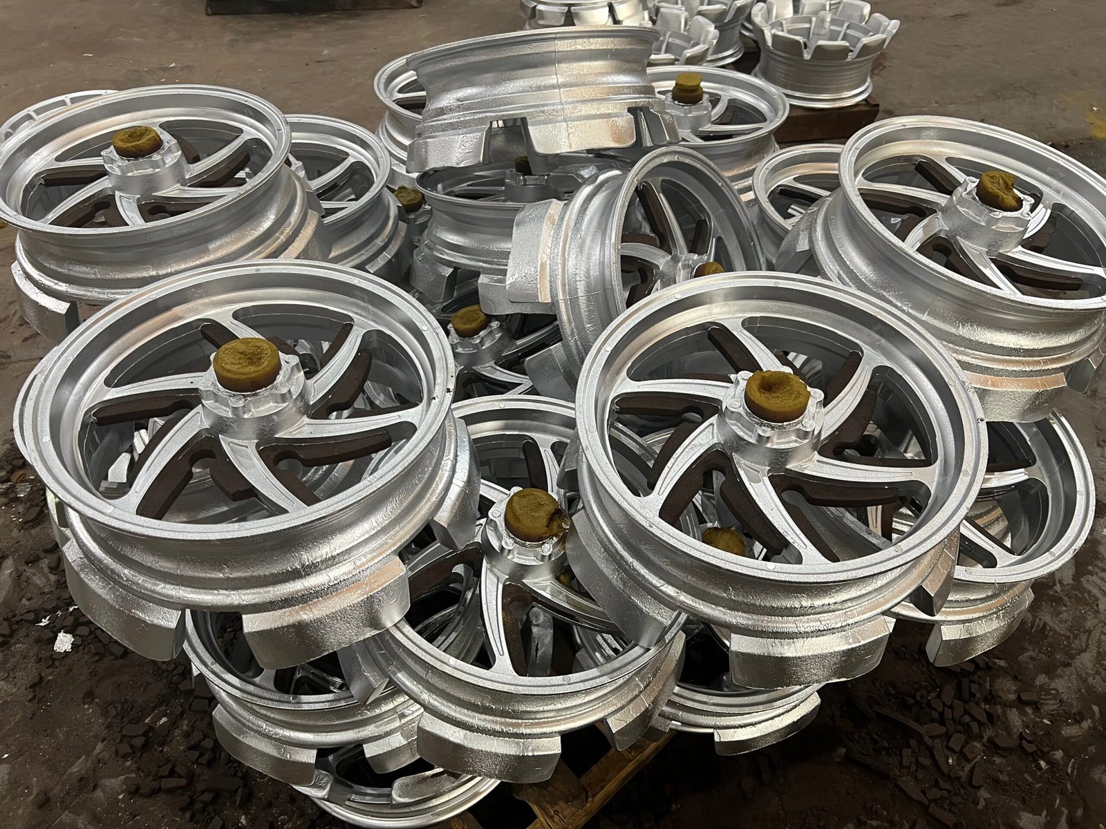Cast A356.1 aluminum motorcycle wheel with OEM-style multi-spoke design