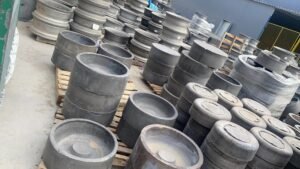 Forged motorcycle wheels palletized and ready for dealer shipment at FLEXIMOTO