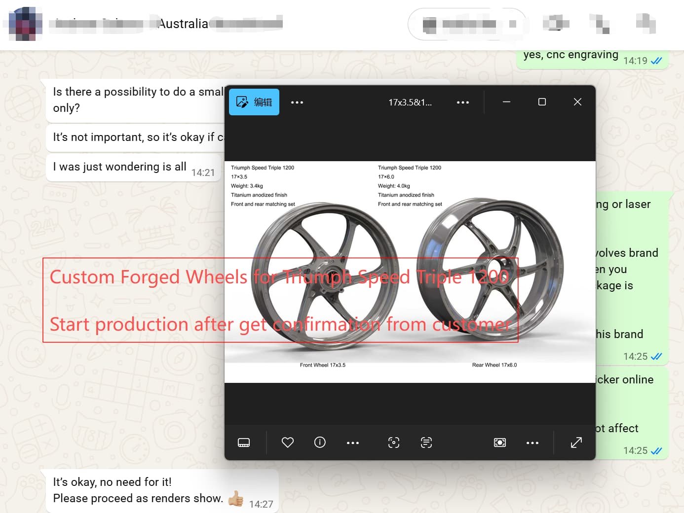 3D CAD render of a custom private-label motorcycle wheel awaiting approval at FLEXIMOTO